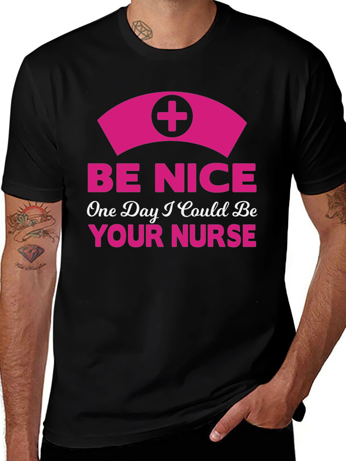 Be Nice Nurse T-Shirt - Novelty Graphic Tee