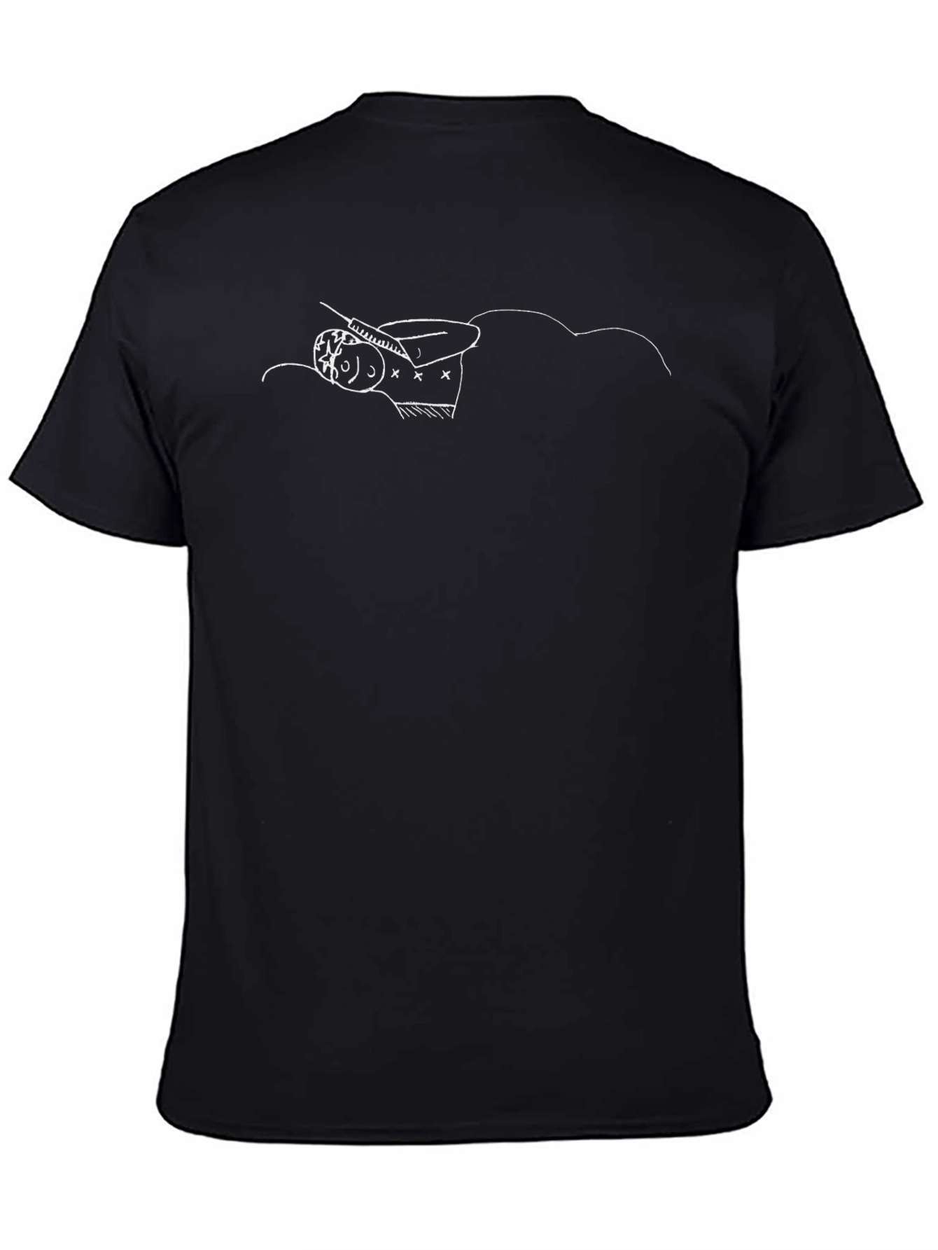Abstract Line Art Graphic Tee - Black Cotton