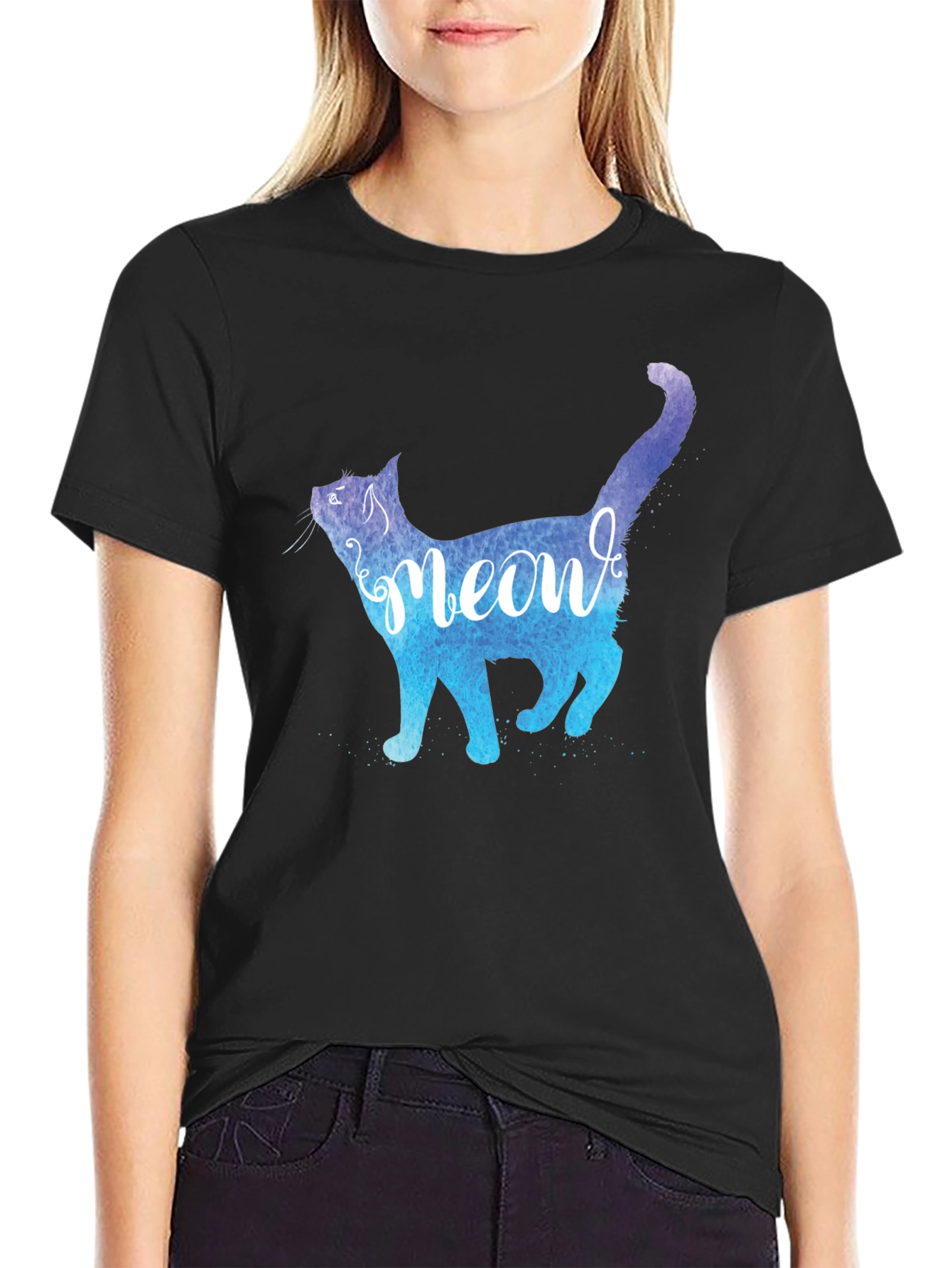 Meow Cat Graphic Tee - Stylish Mens T-Shirt