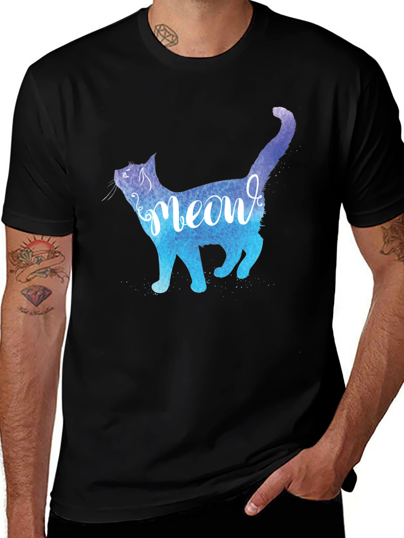 Meow Cat Graphic Tee - Stylish Mens T-Shirt
