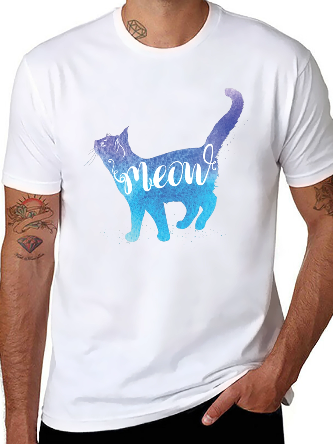 Meow Cat Graphic Tee - Stylish Mens T-Shirt