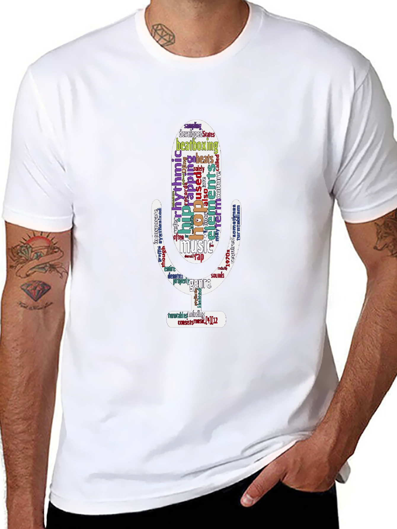 Hip Hop Word Art Microphone T-Shirt
