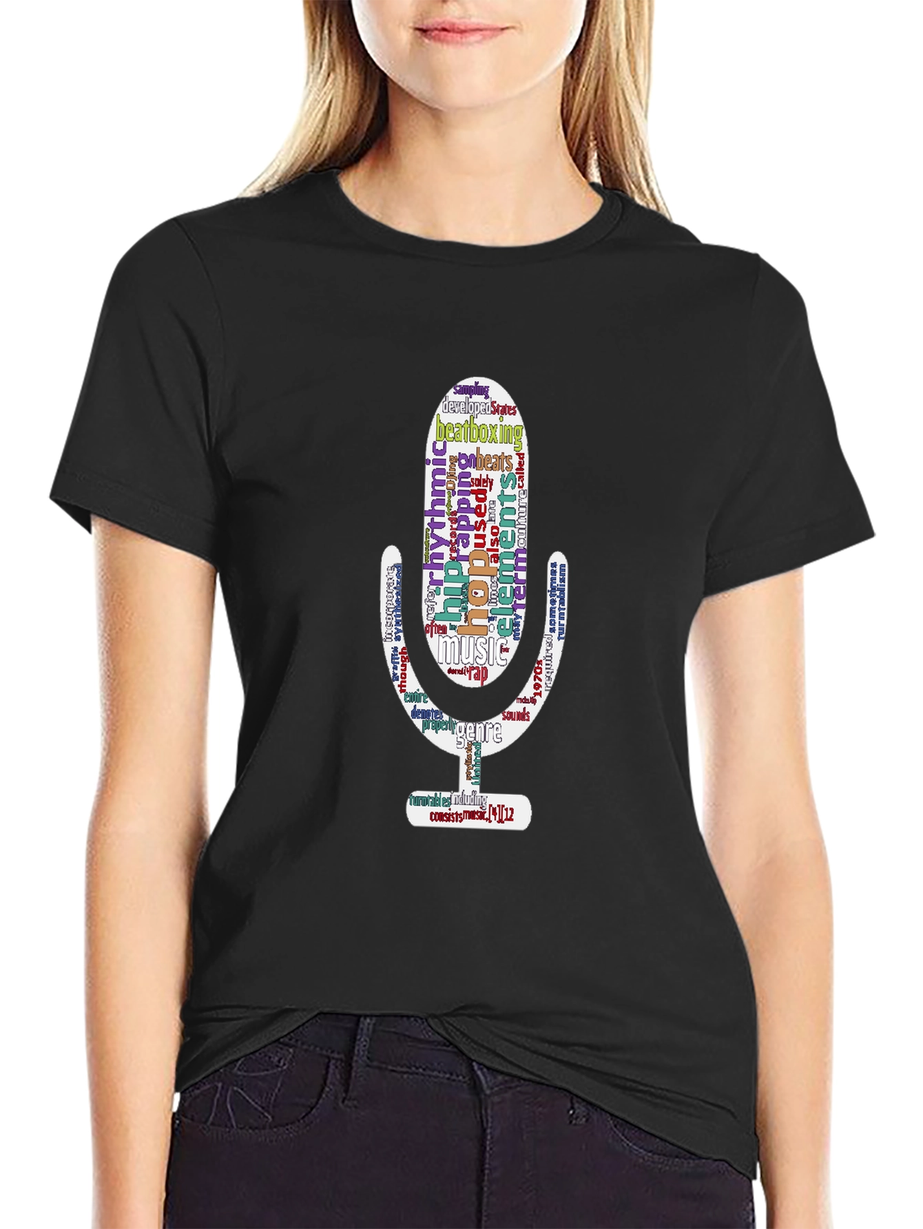 Hip Hop Word Art Microphone T-Shirt