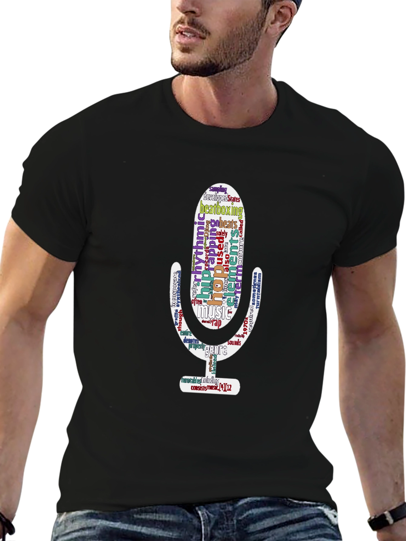Hip Hop Word Art Microphone T-Shirt