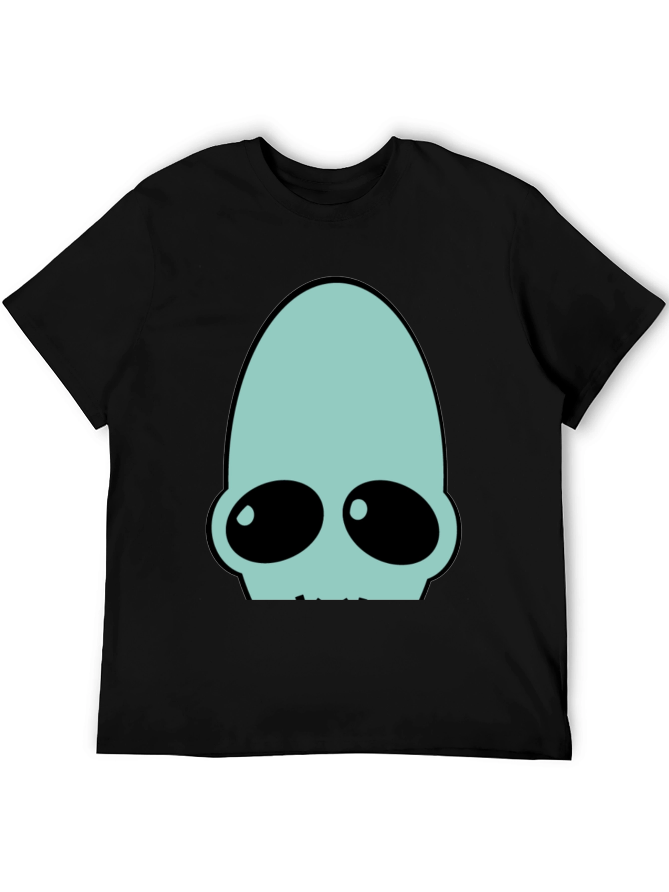 Futuristic Alien Head Graphic Tee - Black