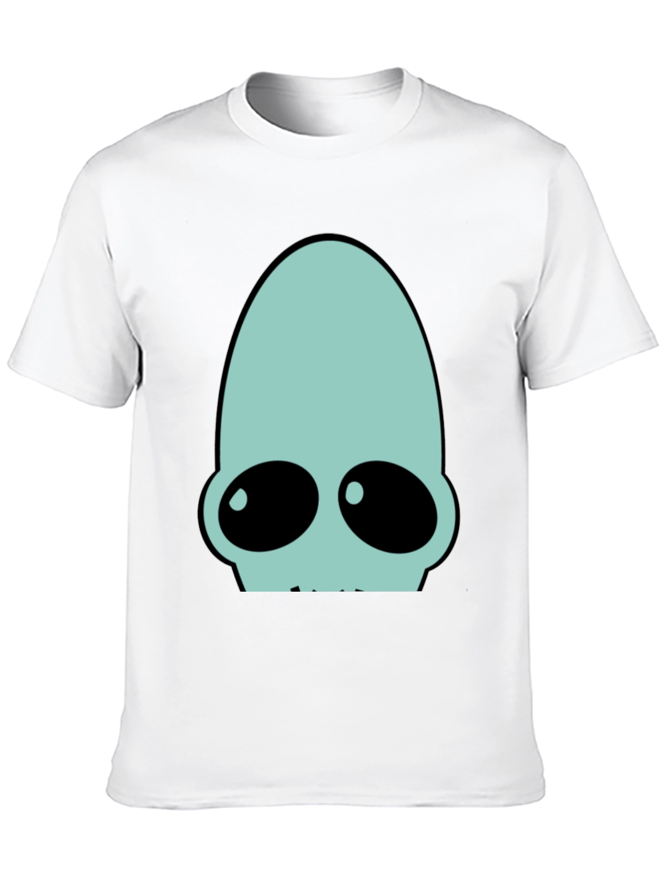 Futuristic Alien Head Graphic Tee - Black