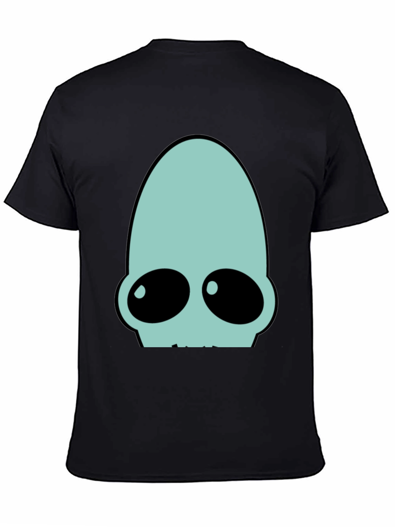 Futuristic Alien Head Graphic Tee - Black