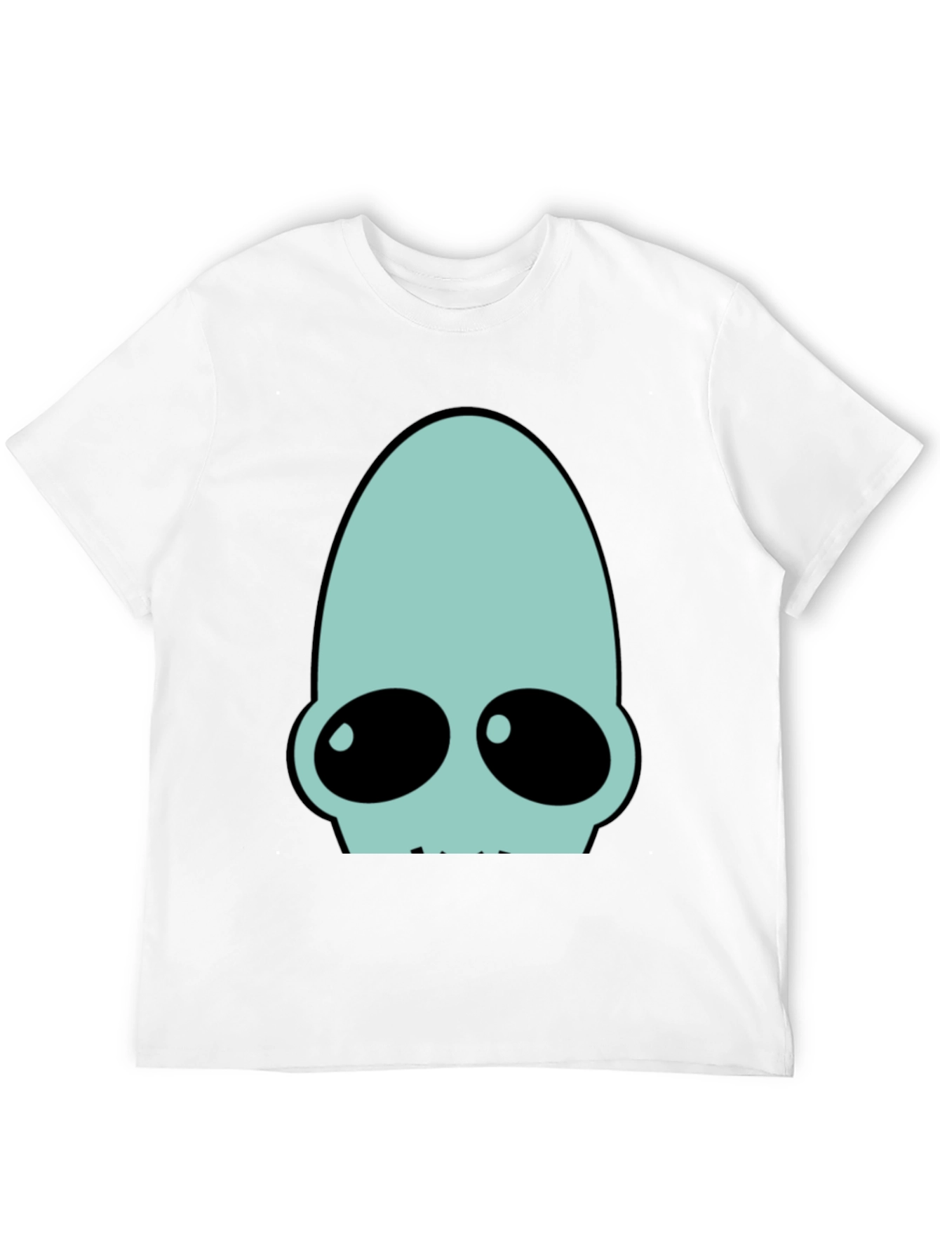 Futuristic Alien Head Graphic Tee - Black
