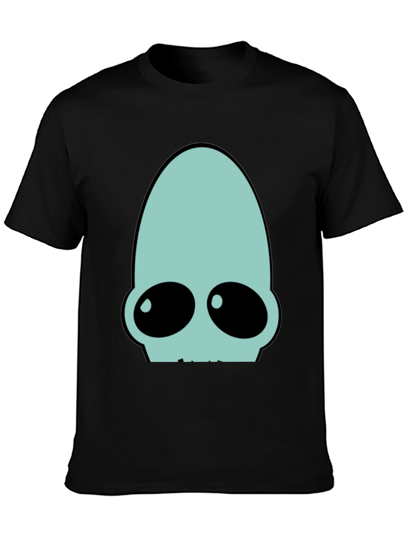 Futuristic Alien Head Graphic Tee - Black
