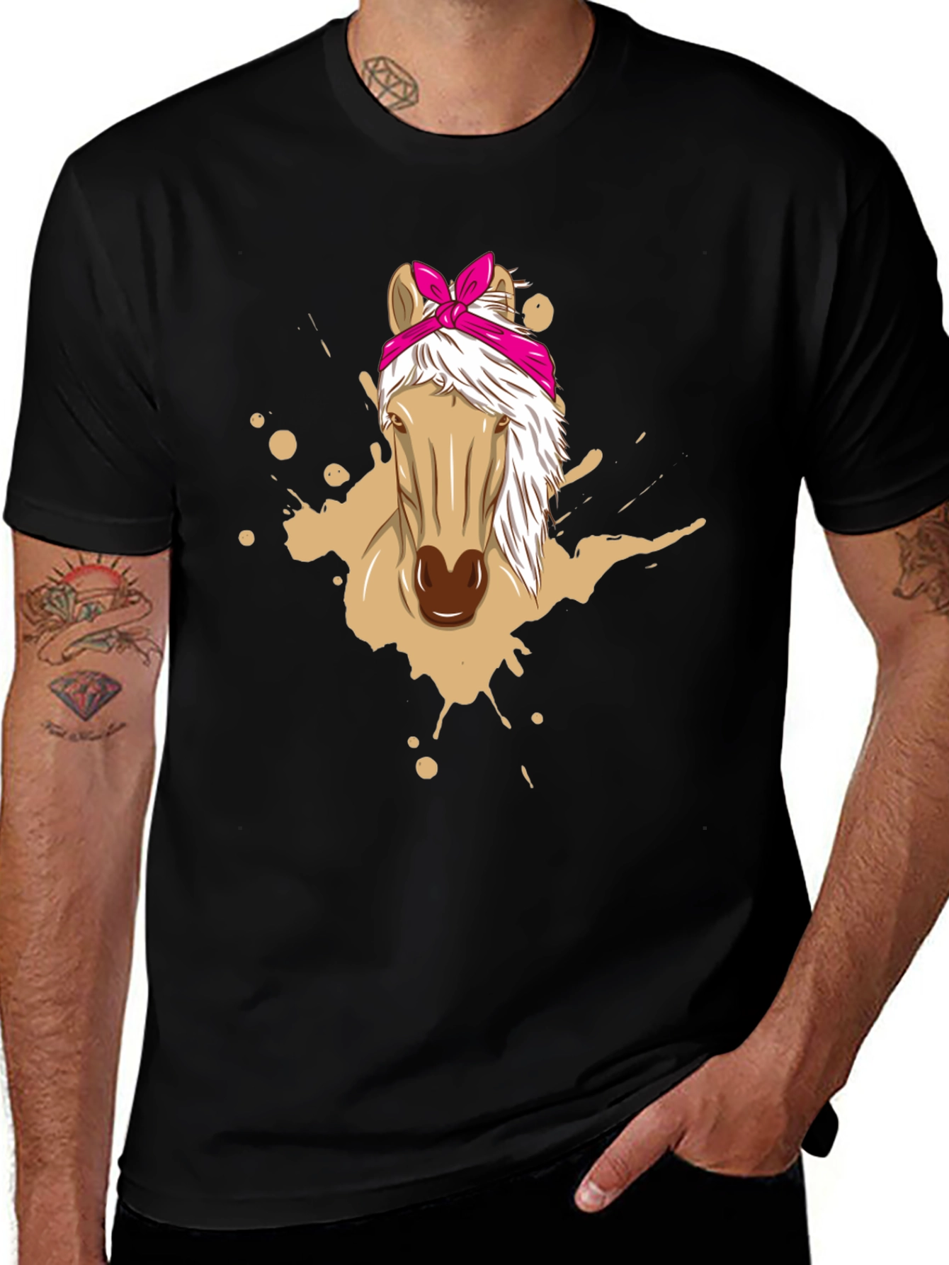 Horse Bandana Graphic Tee - Mens Black T-Shirt