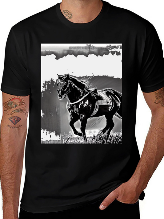 Black Horse Graphic Tee - Stylish Equestrian Design