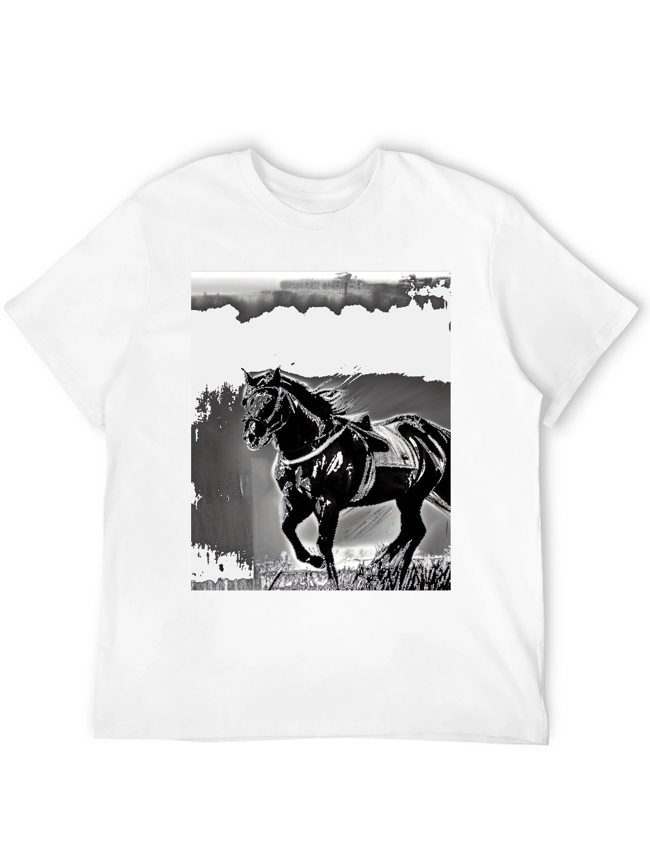 Black Horse Graphic Tee - Stylish Equestrian Design