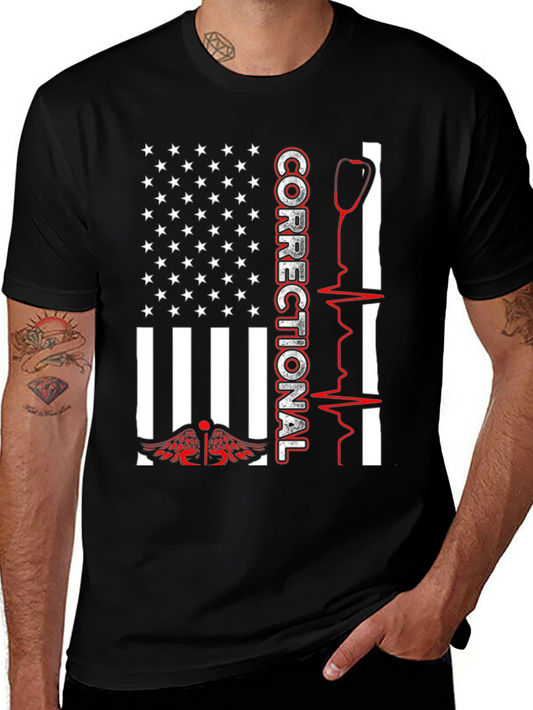 Correctional Nurse USA Flag T-Shirt