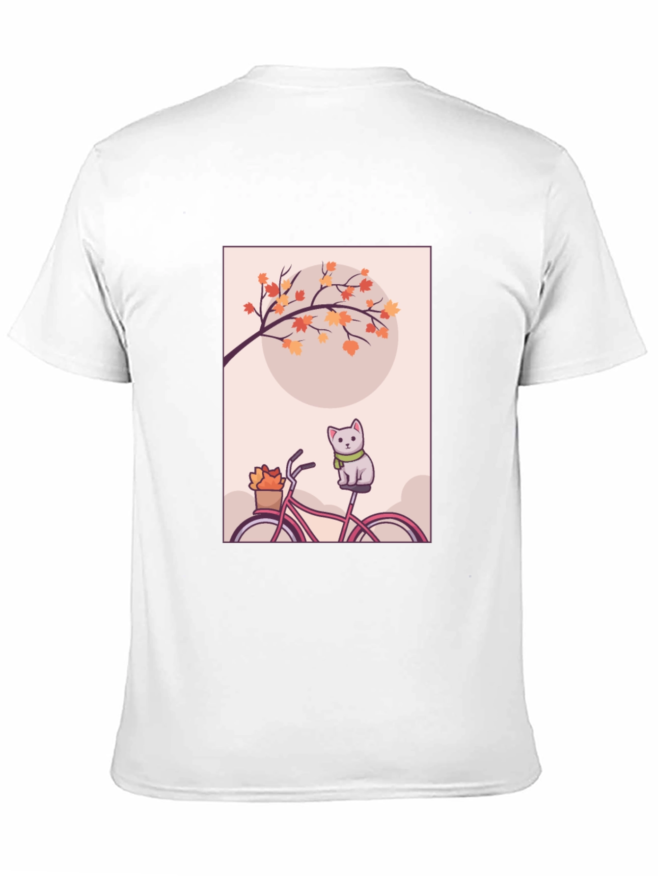Cute Cat on Bike T-Shirt - Autumn Vibes