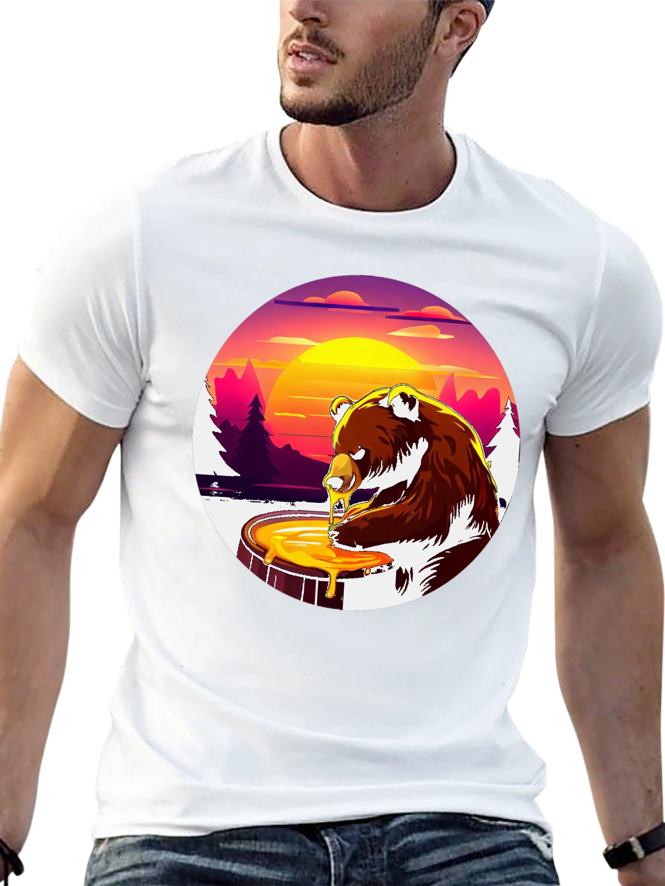 Bear Honey T-Shirt - Black Graphic Tee