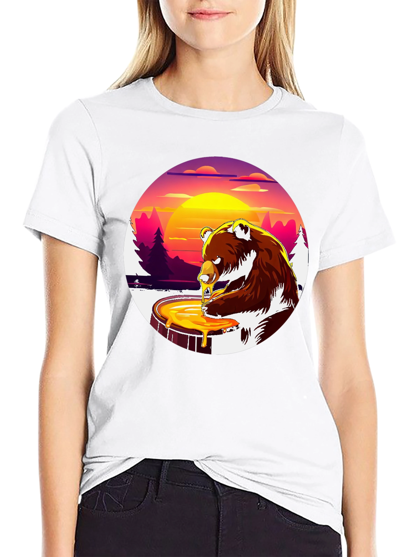 Bear Honey T-Shirt - Black Graphic Tee