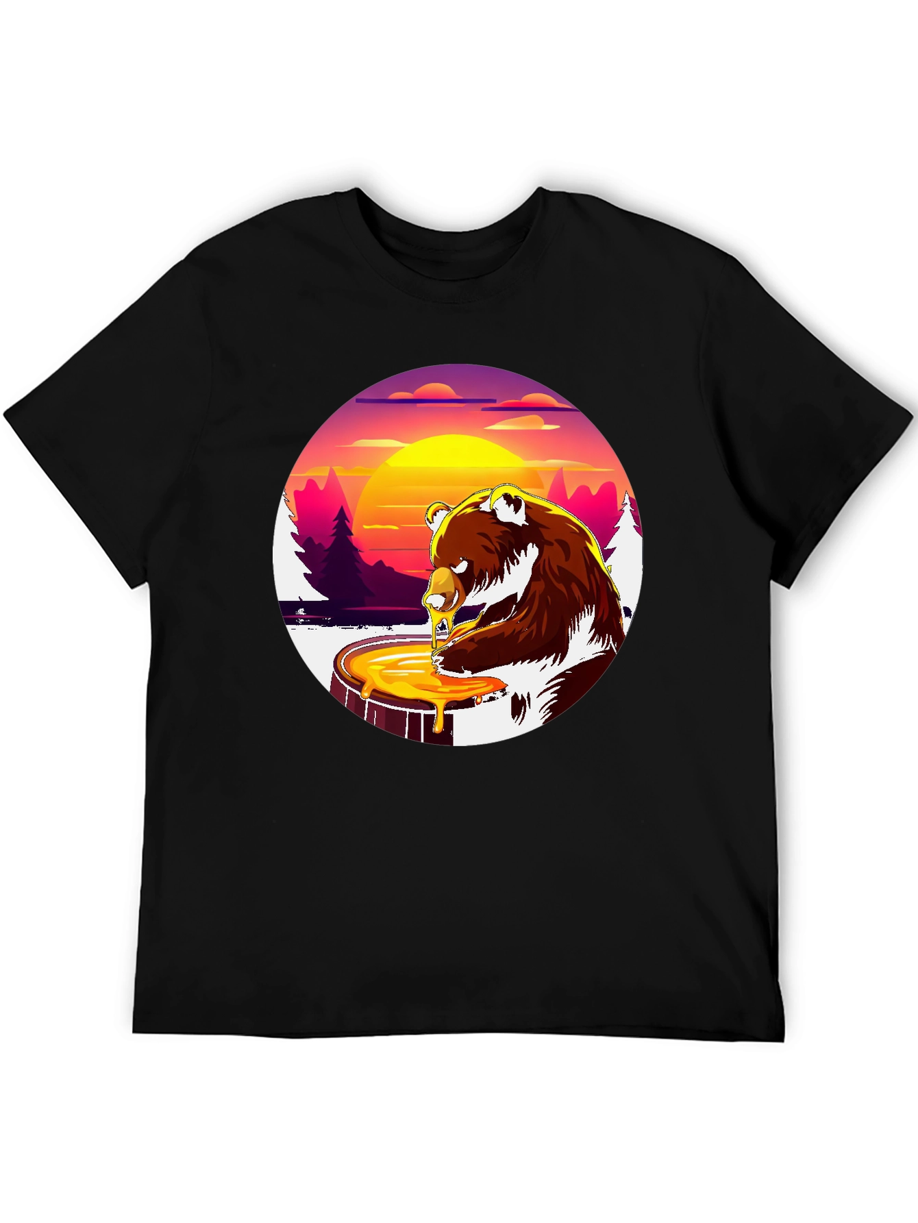 Bear Honey T-Shirt - Black Graphic Tee