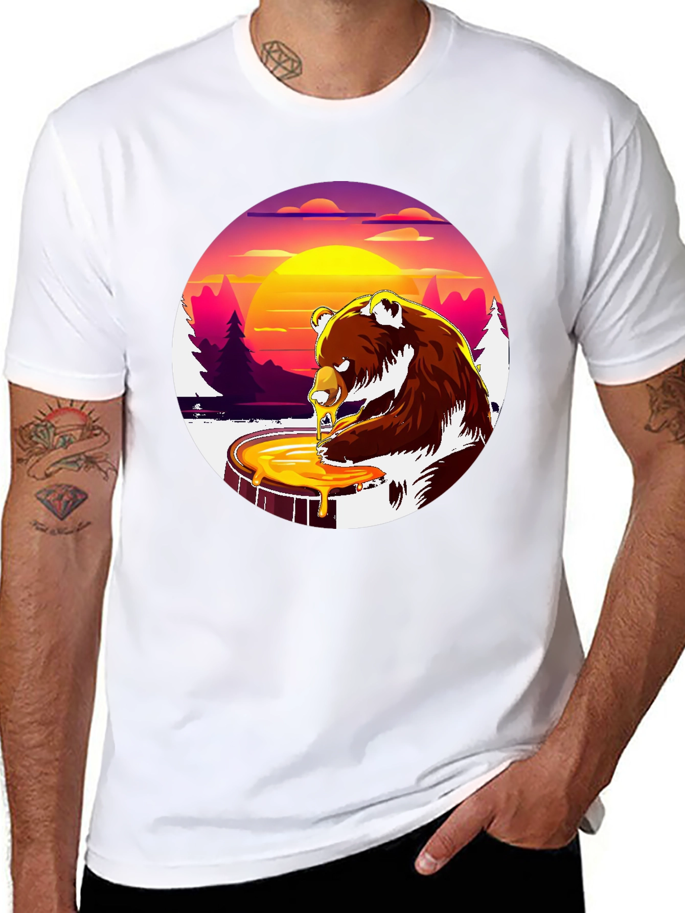 Bear Honey T-Shirt - Black Graphic Tee