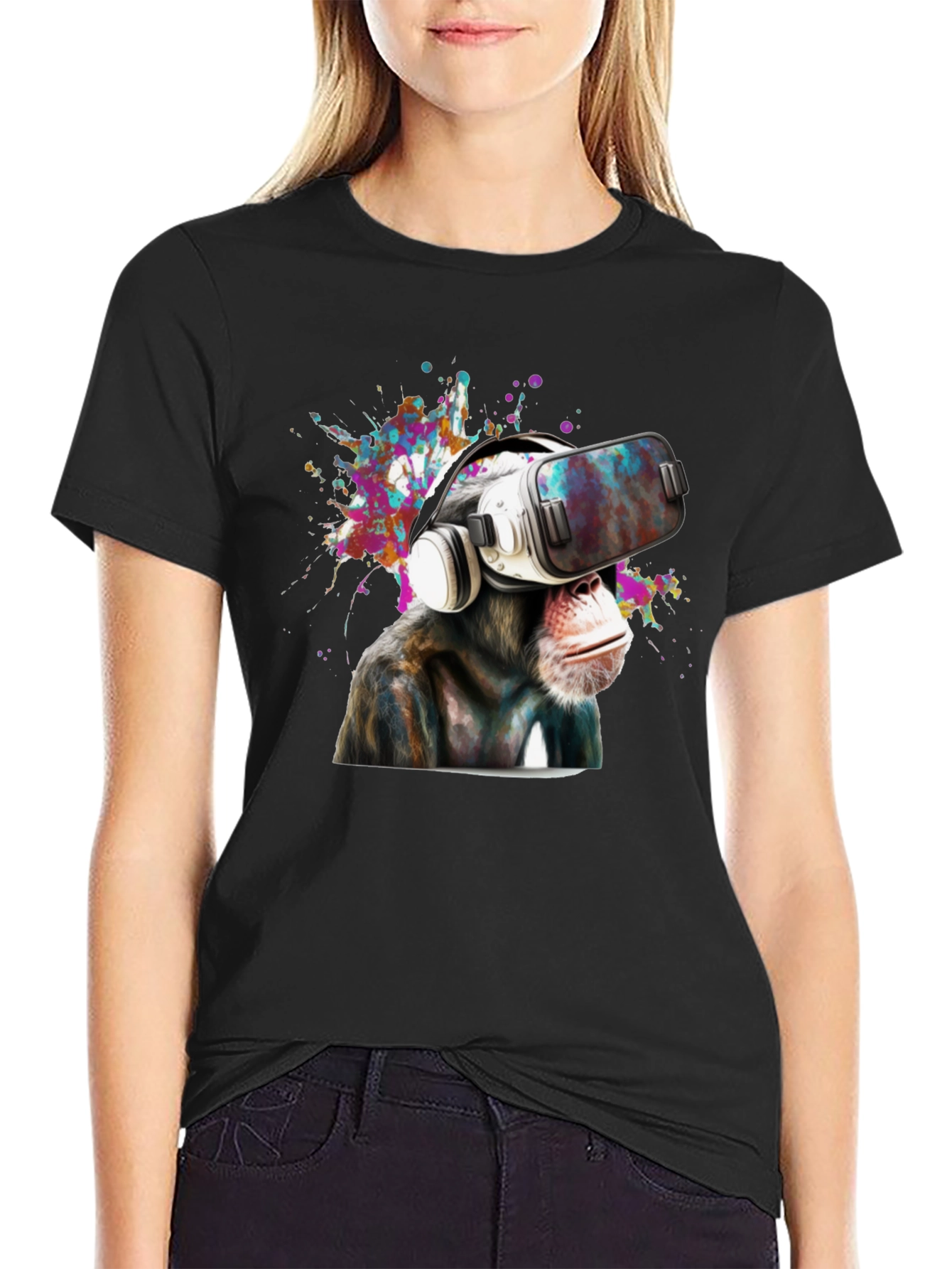 VR Monkey Graphic Tee - Funny Animal T-Shirt