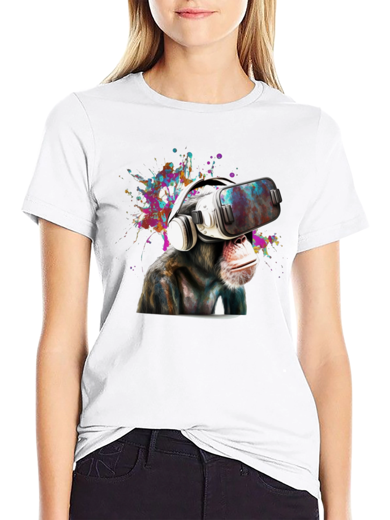 VR Monkey Graphic Tee - Funny Animal T-Shirt