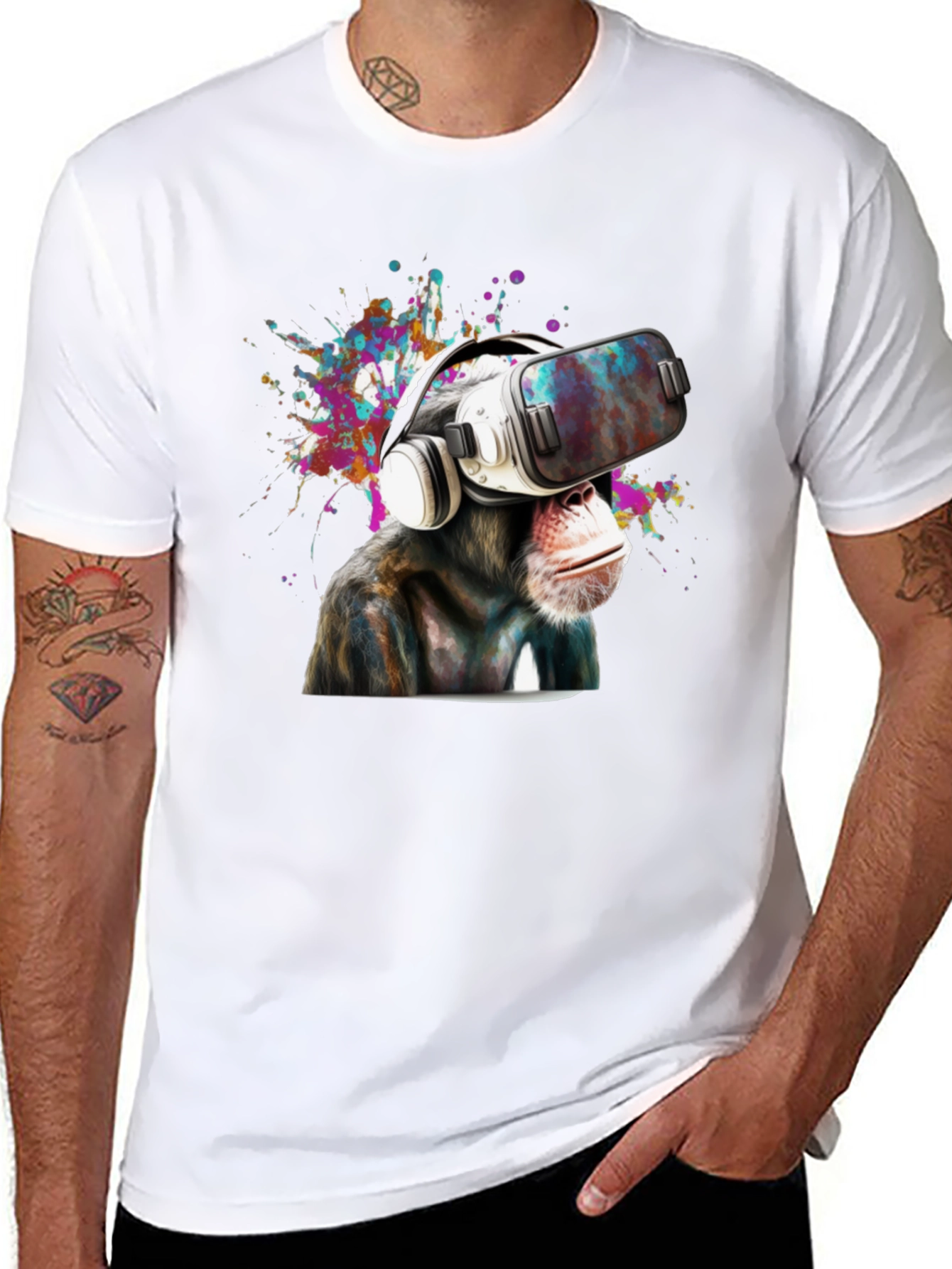 VR Monkey Graphic Tee - Funny Animal T-Shirt