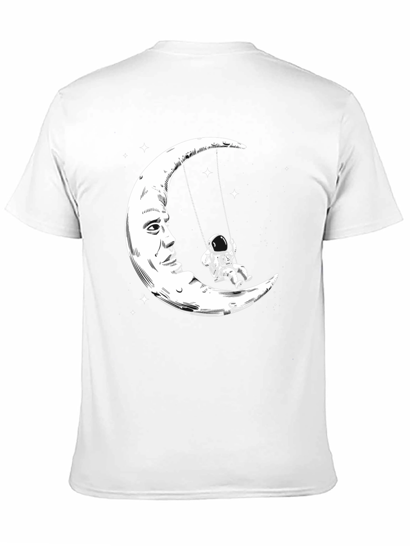 Astronaut Moon Swing Graphic T-Shirt - Black Cotton Tee