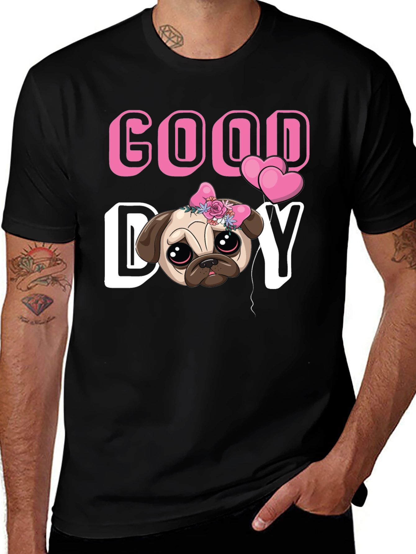 Good Day Pug T-Shirt - Cute Puppy Tee