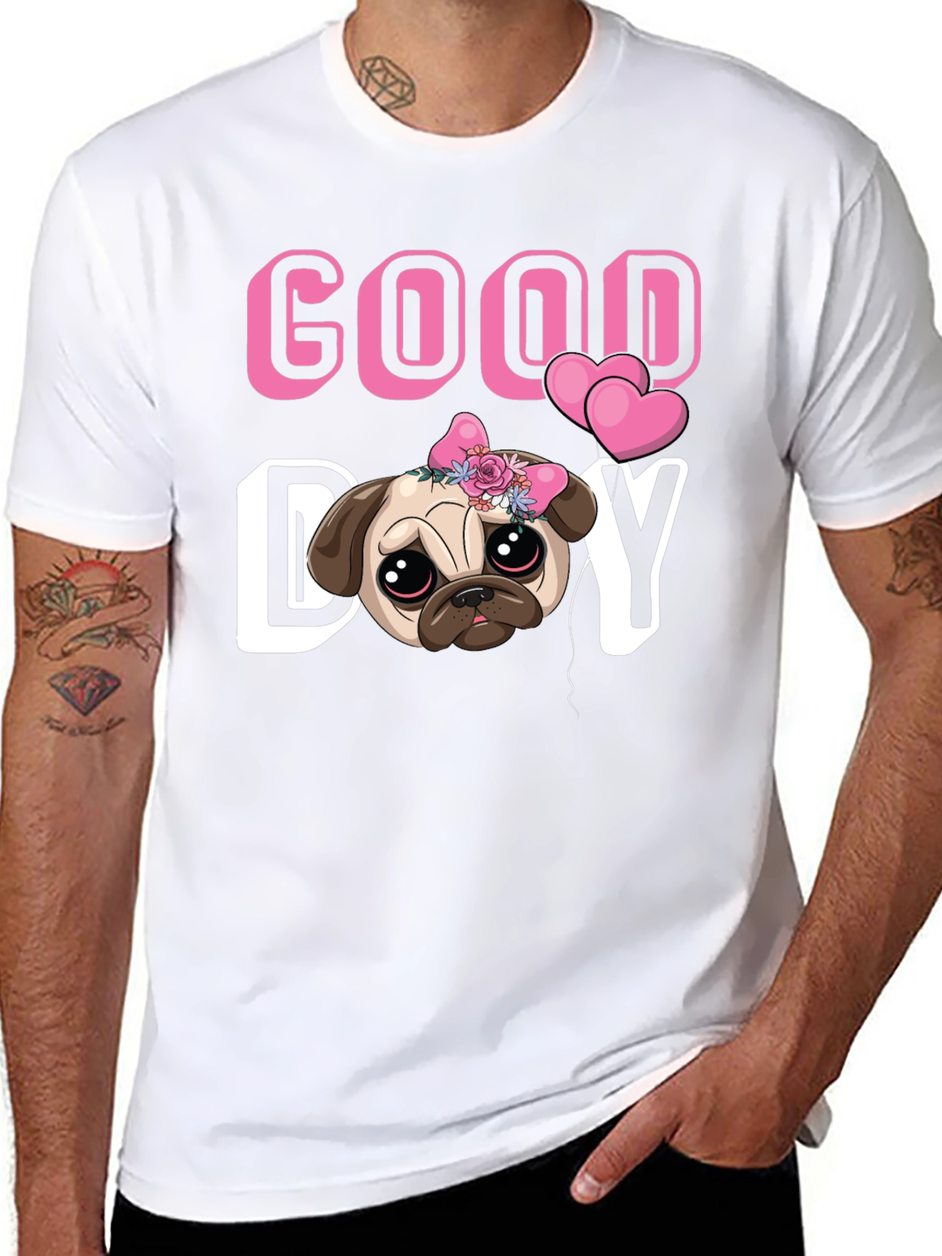 Good Day Pug T-Shirt - Cute Puppy Tee