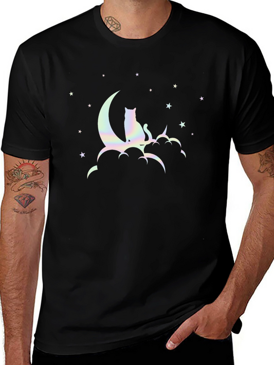 Cat On Moon Graphic T-Shirt