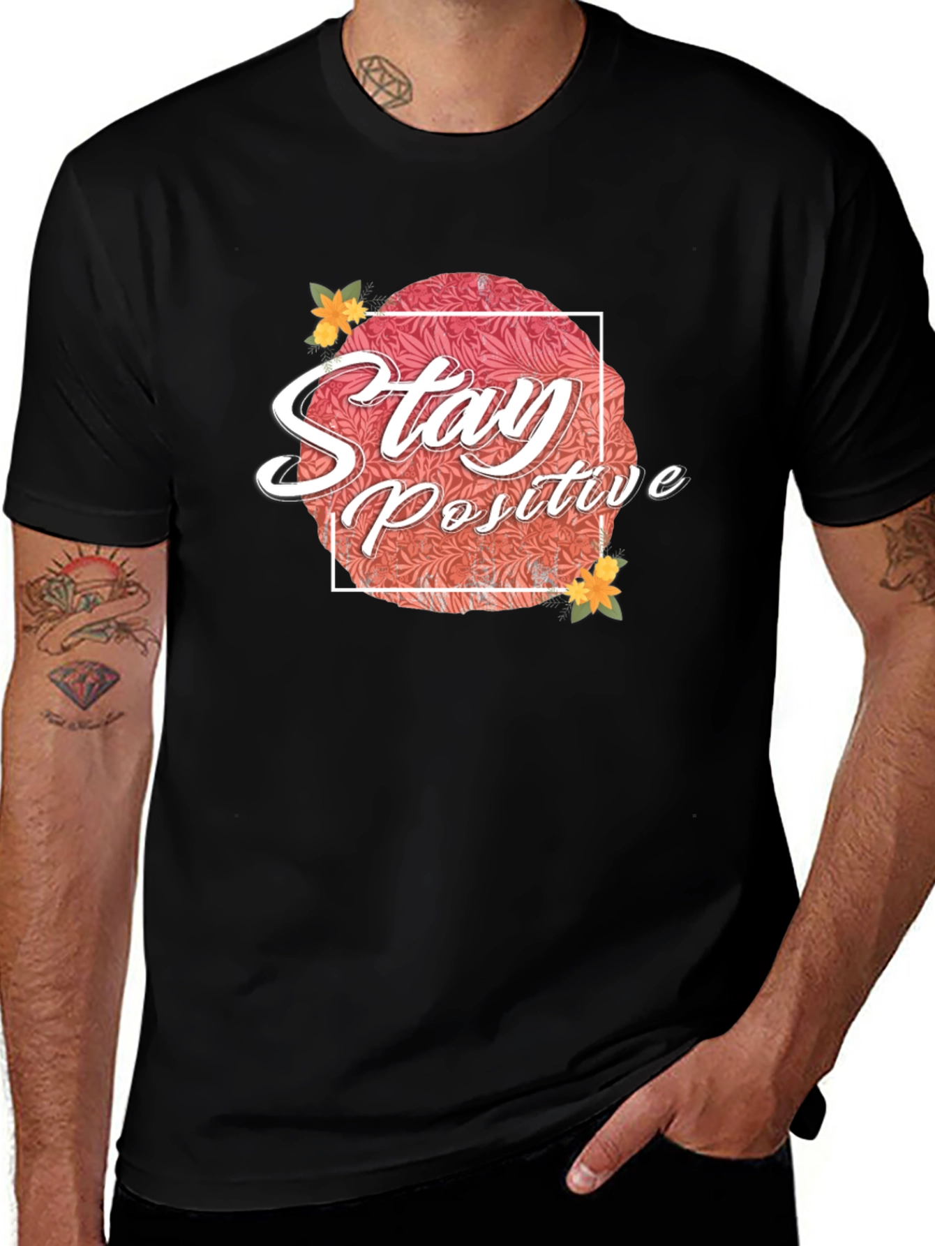 Stay Positive Graphic T-Shirt - Black