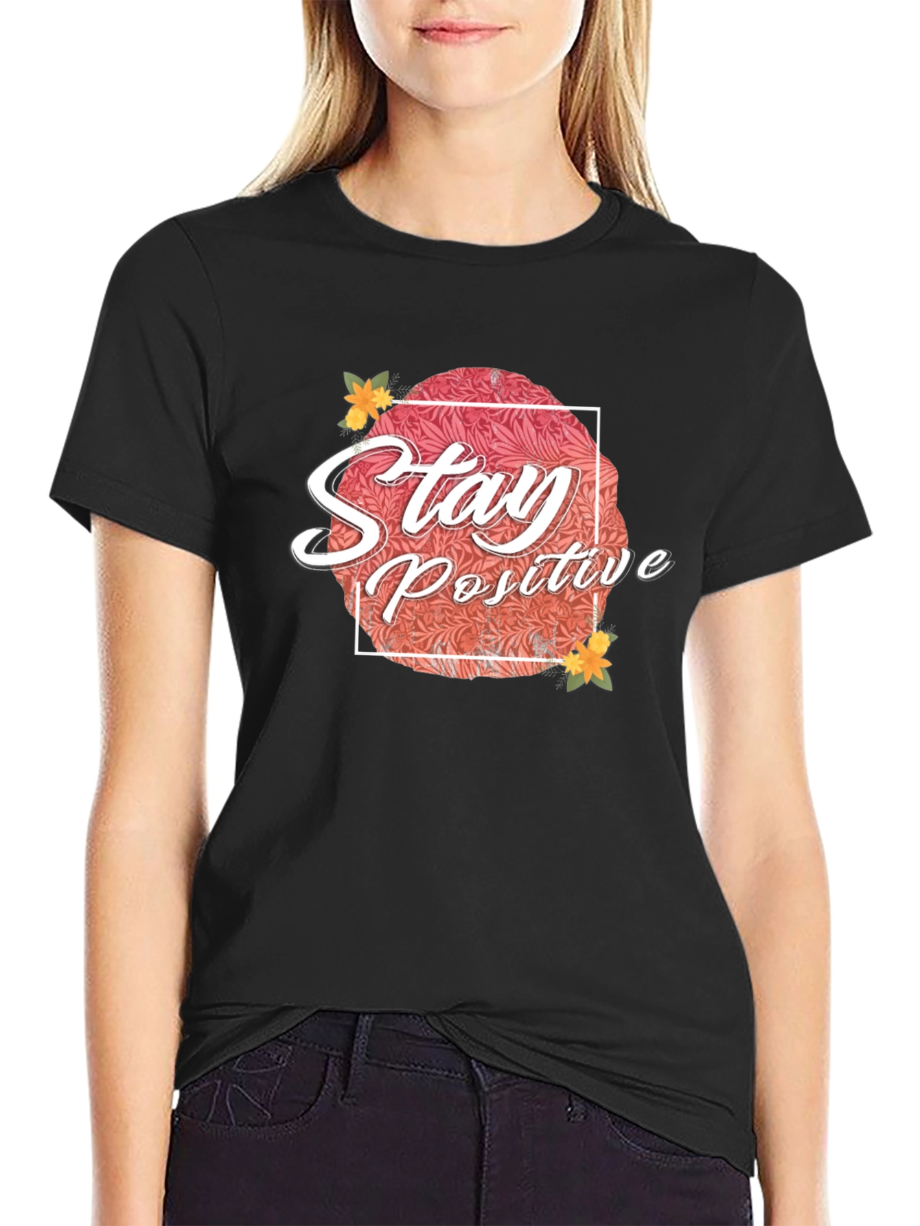 Stay Positive Graphic T-Shirt - Black