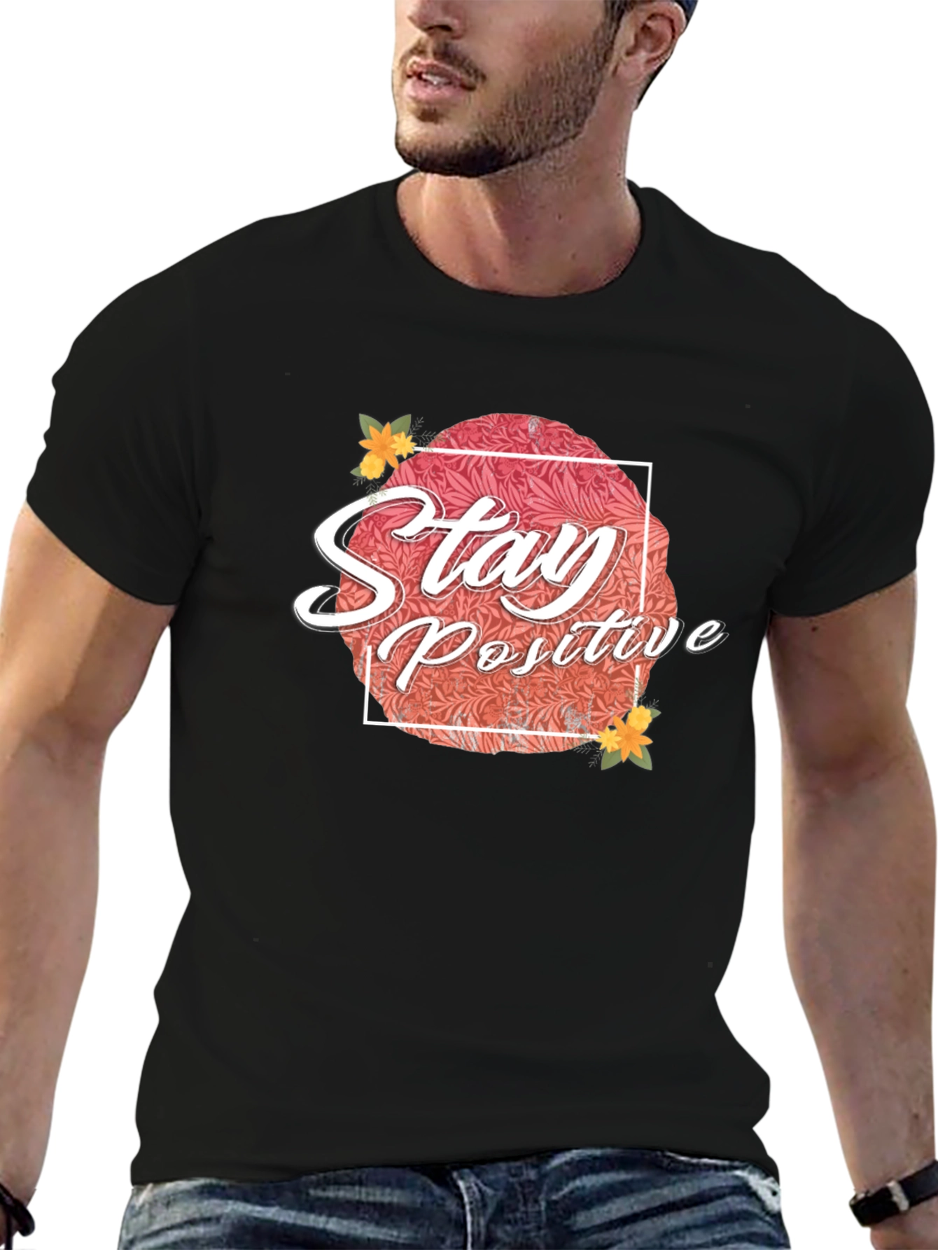 Stay Positive Graphic T-Shirt - Black