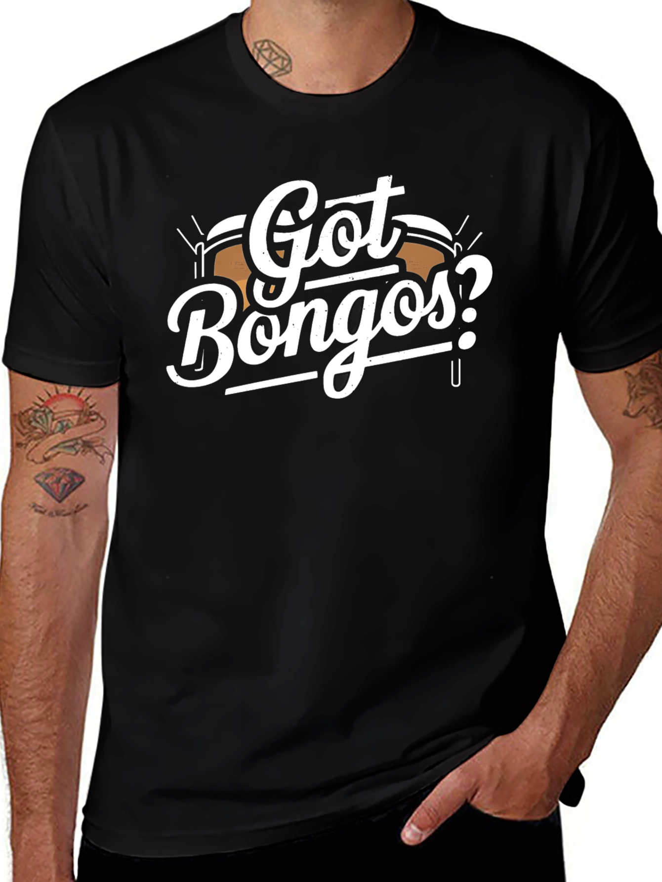 Got Bongos? Black Graphic T-Shirt