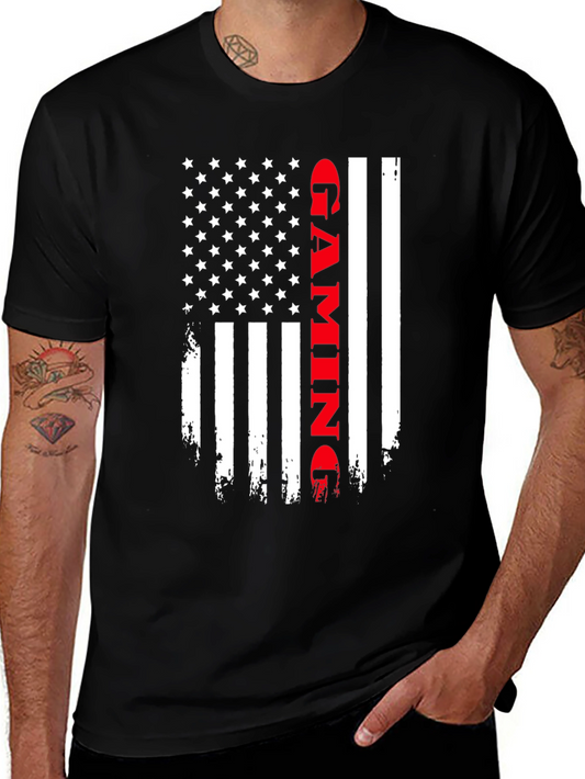 Gaming American Flag T-Shirt Patriotic Gamer Tee