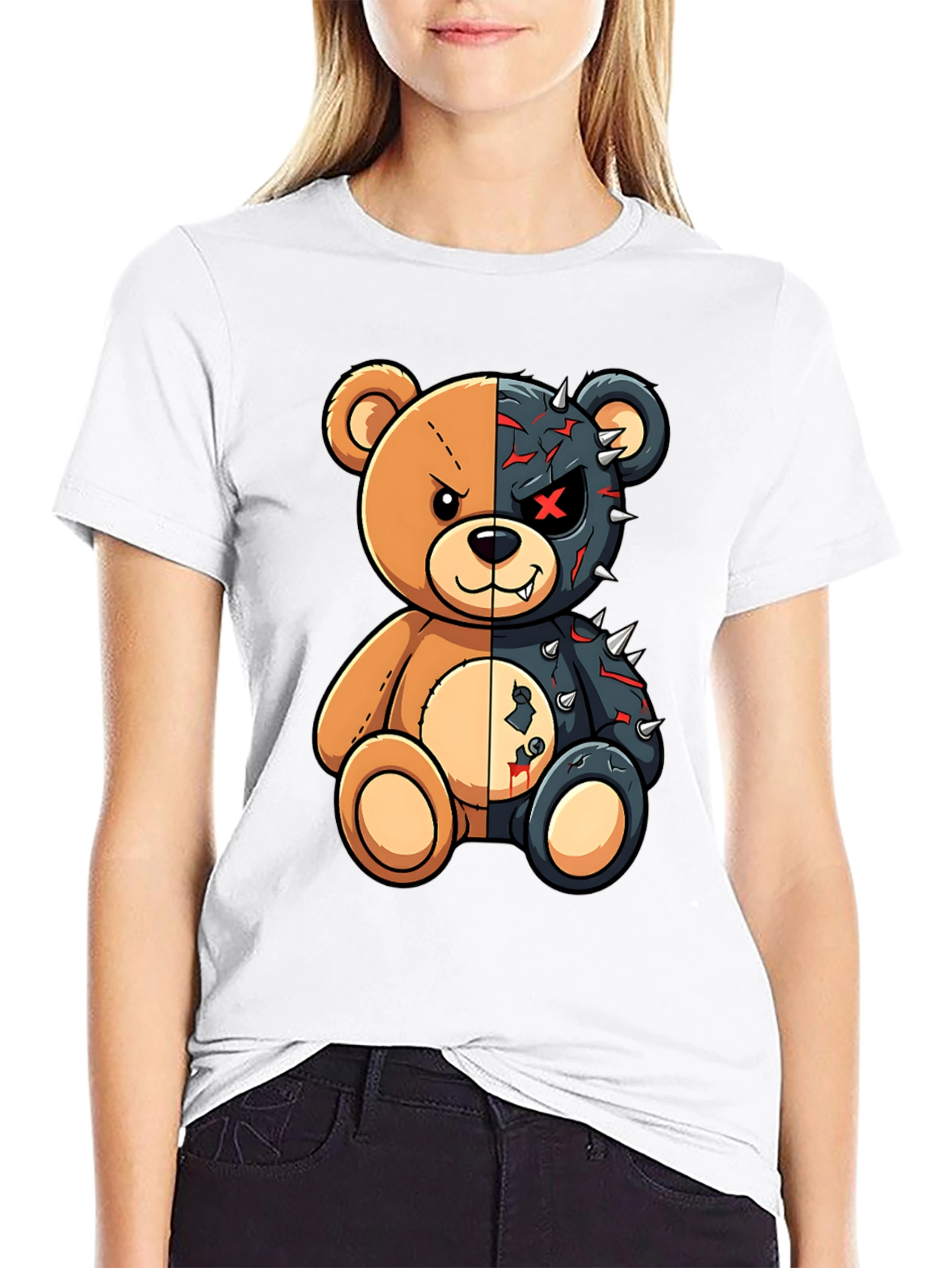 Two-Faced Teddy Bear Graphic T-Shirt