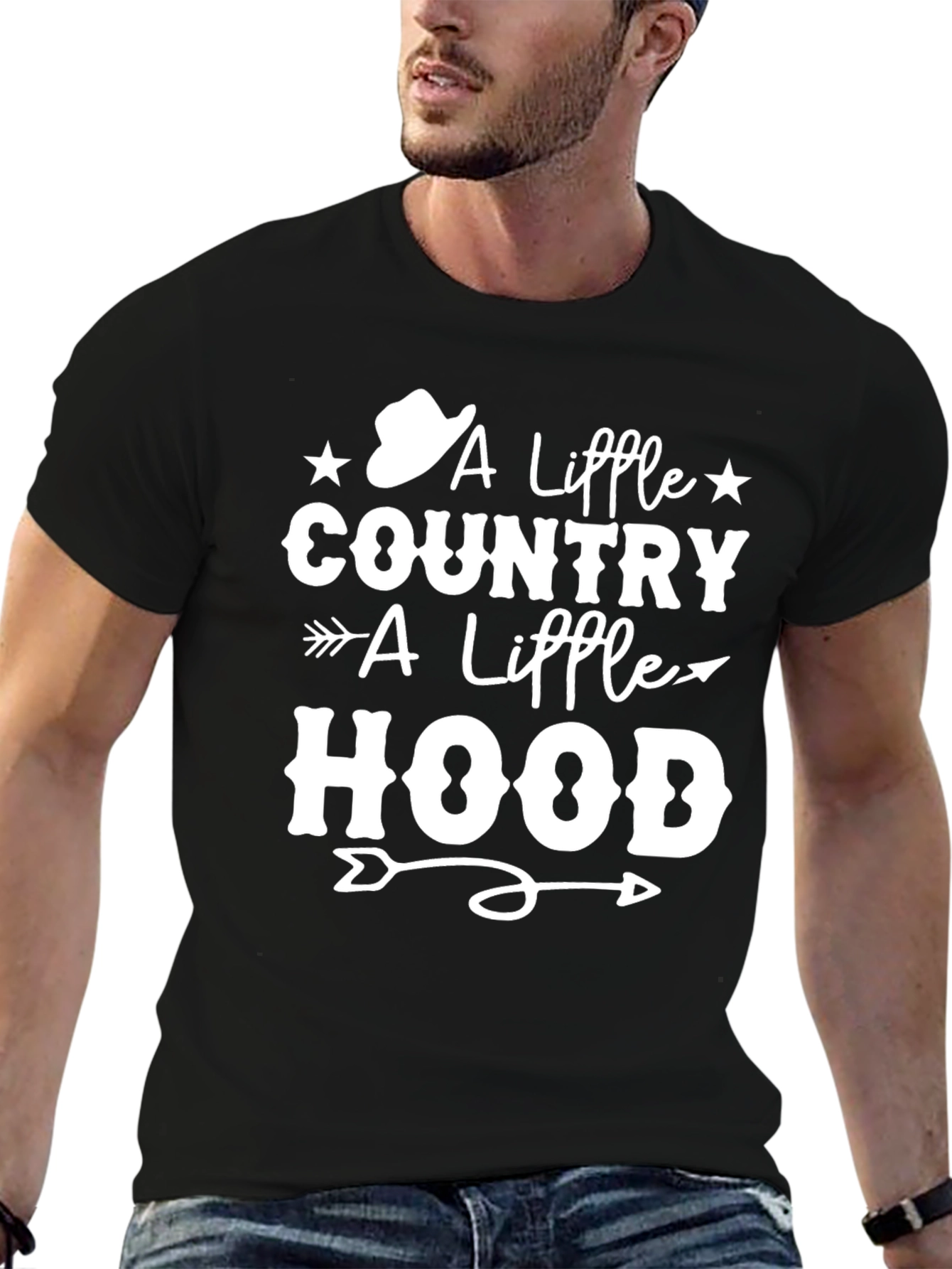 Country Hood T-Shirt Black Tee