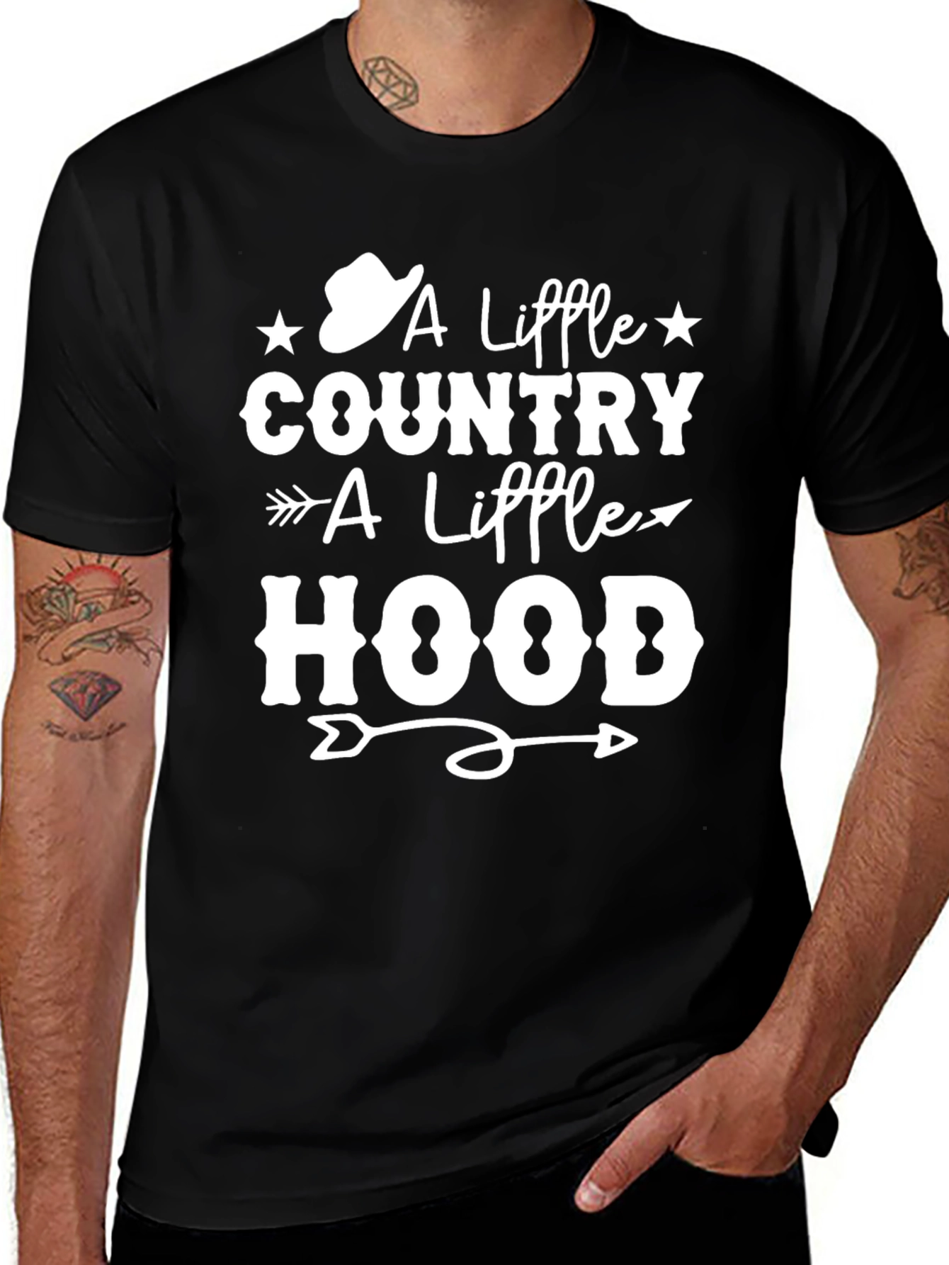 Country Hood T-Shirt Black Tee