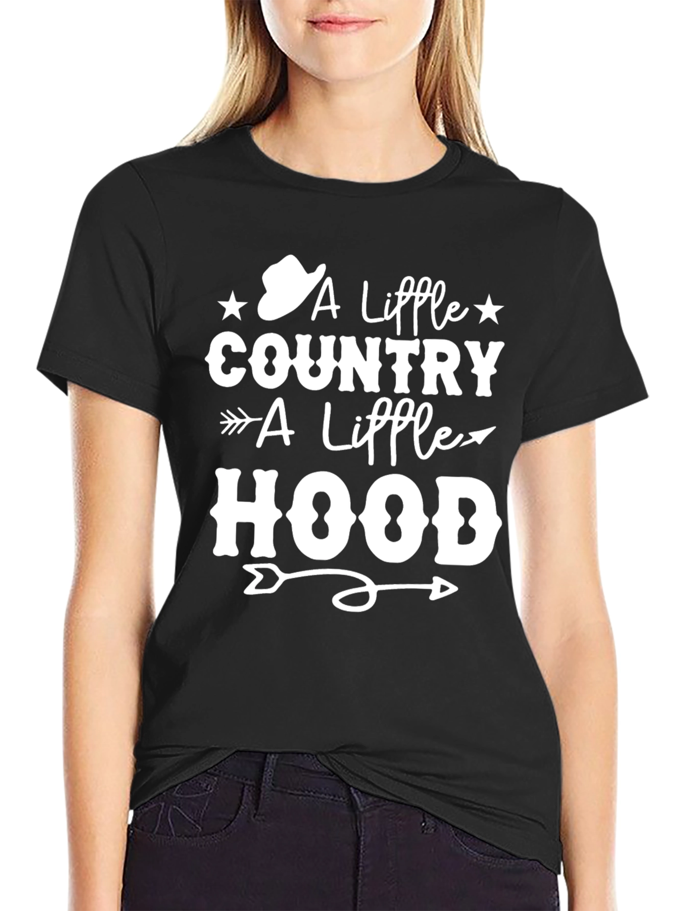 Country Hood T-Shirt Black Tee