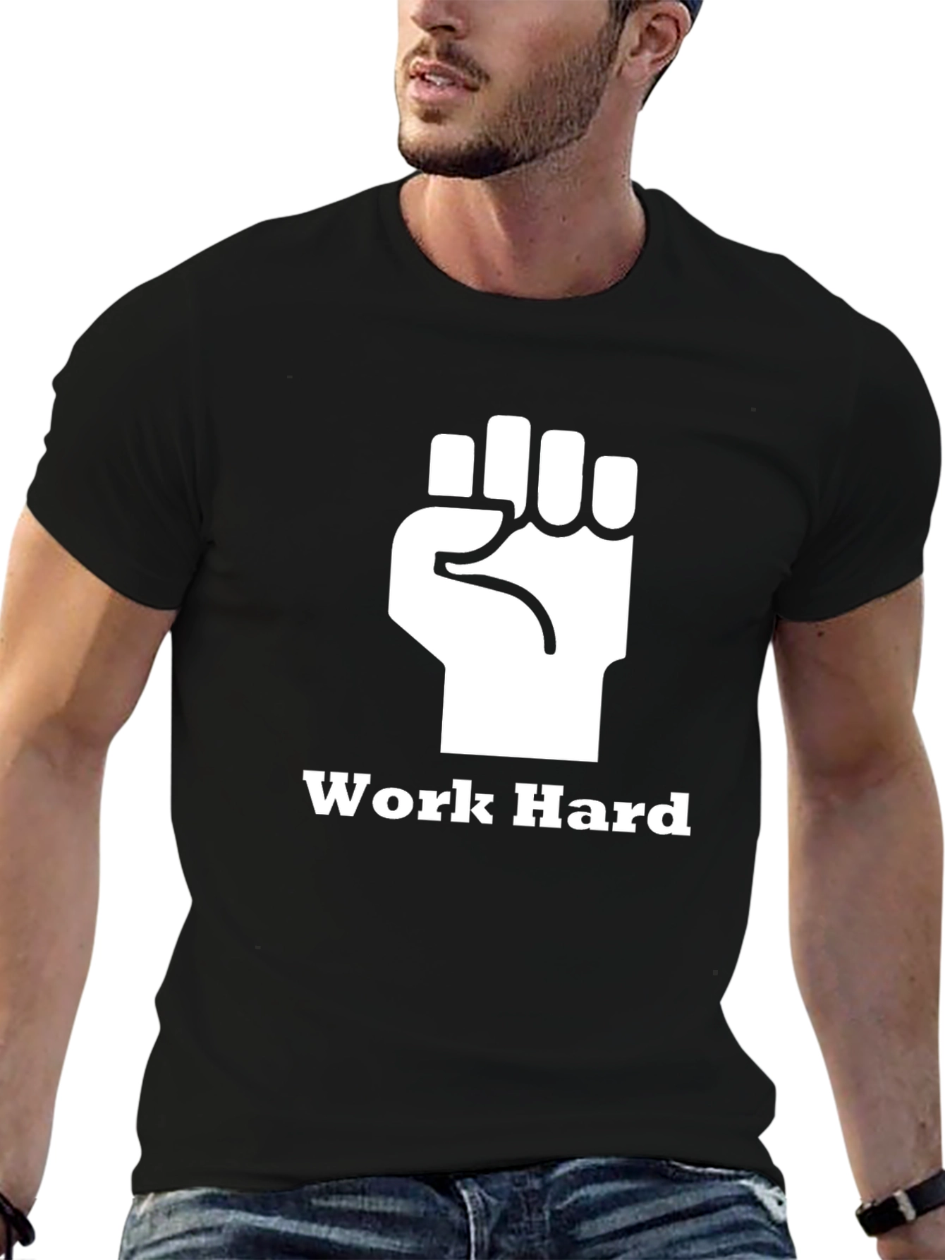 Work Hard Fist Graphic Black T-Shirt