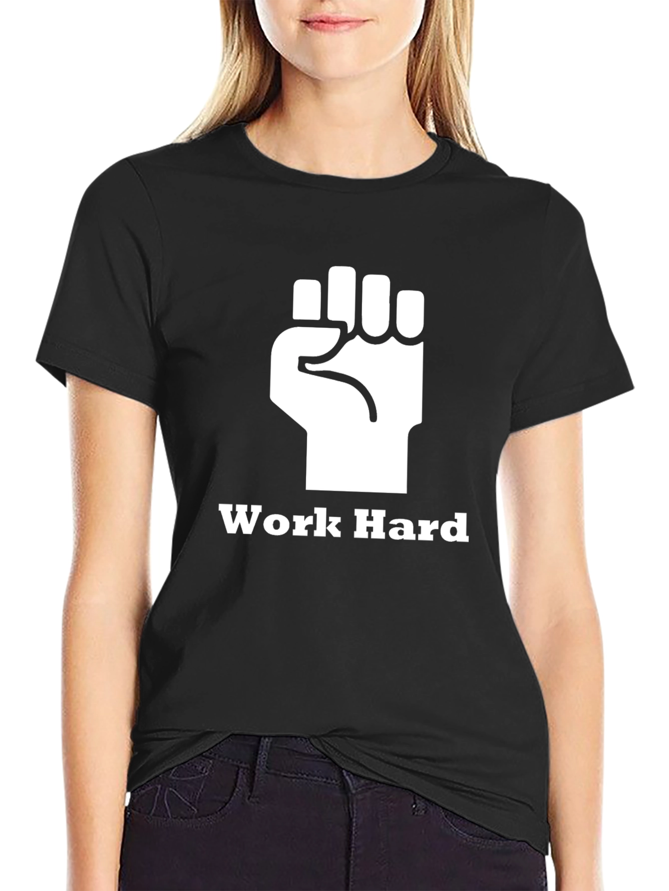 Work Hard Fist Graphic Black T-Shirt