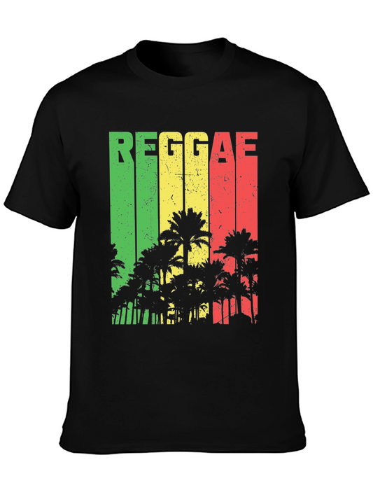 Reggae Vibe T-Shirt - Rasta Colors Palm Trees