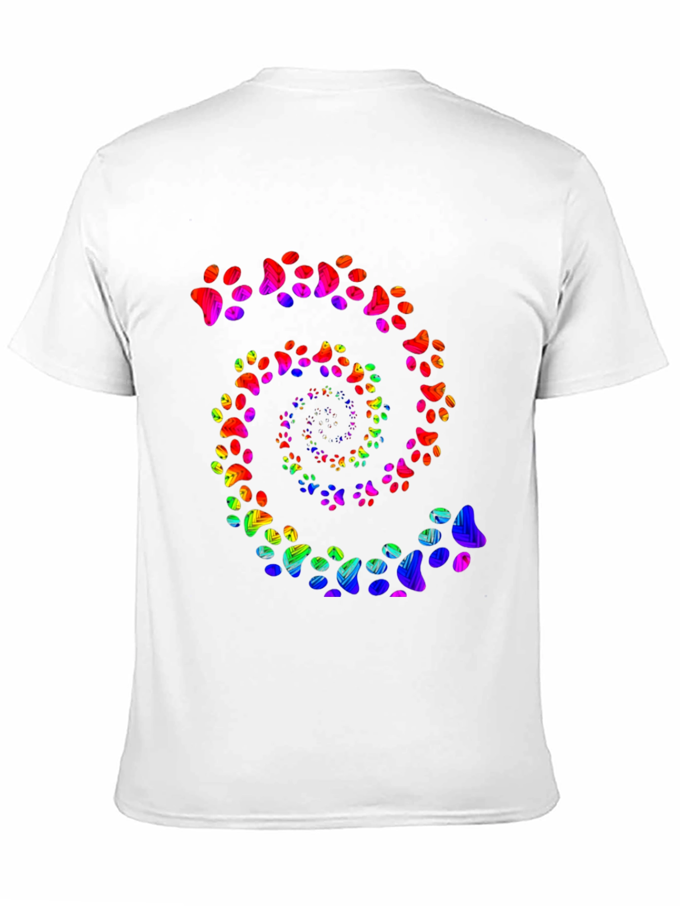 Rainbow Paw Print Spiral Black T-Shirt