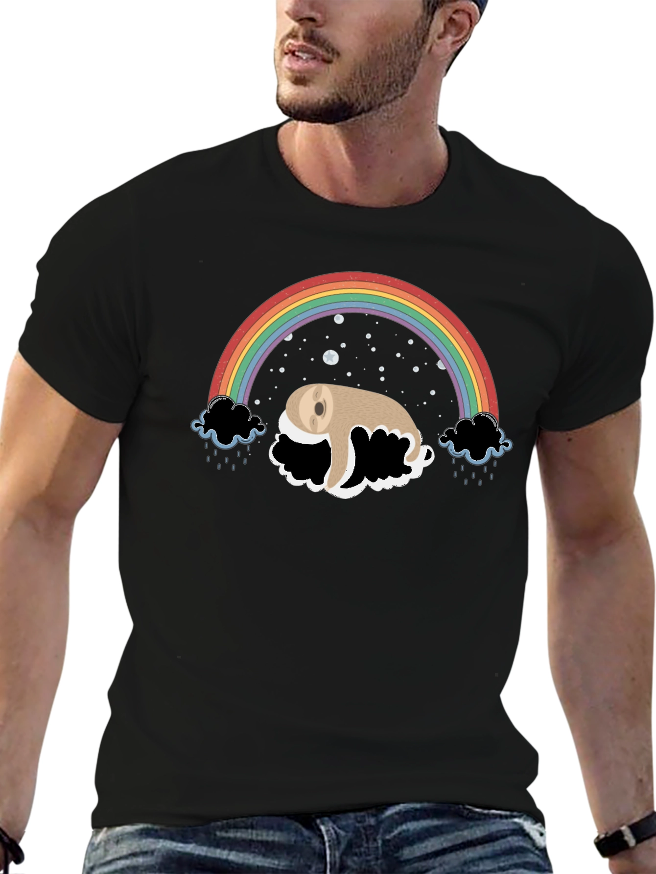 Rainbow Sloth Tee - Dreamy Graphic T-Shirt