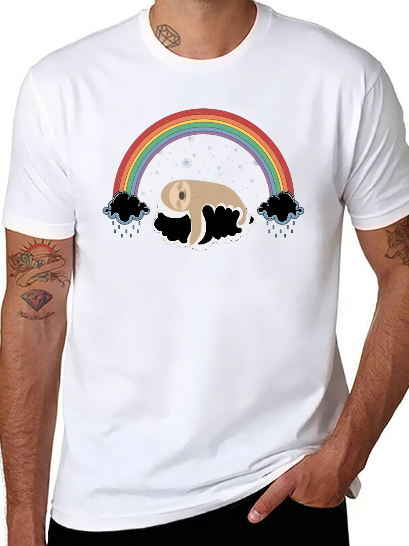 Rainbow Sloth Tee - Dreamy Graphic T-Shirt