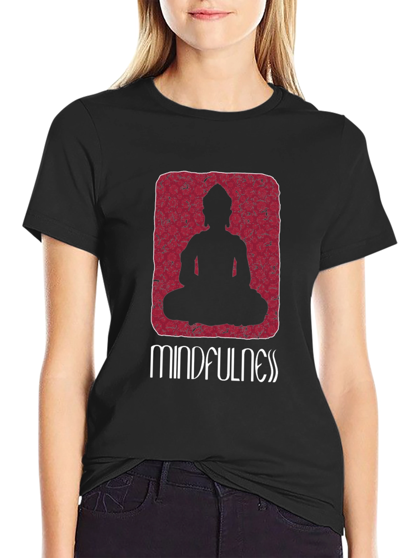 Mindfulness Buddha Graphic Tee - Relaxed Fit