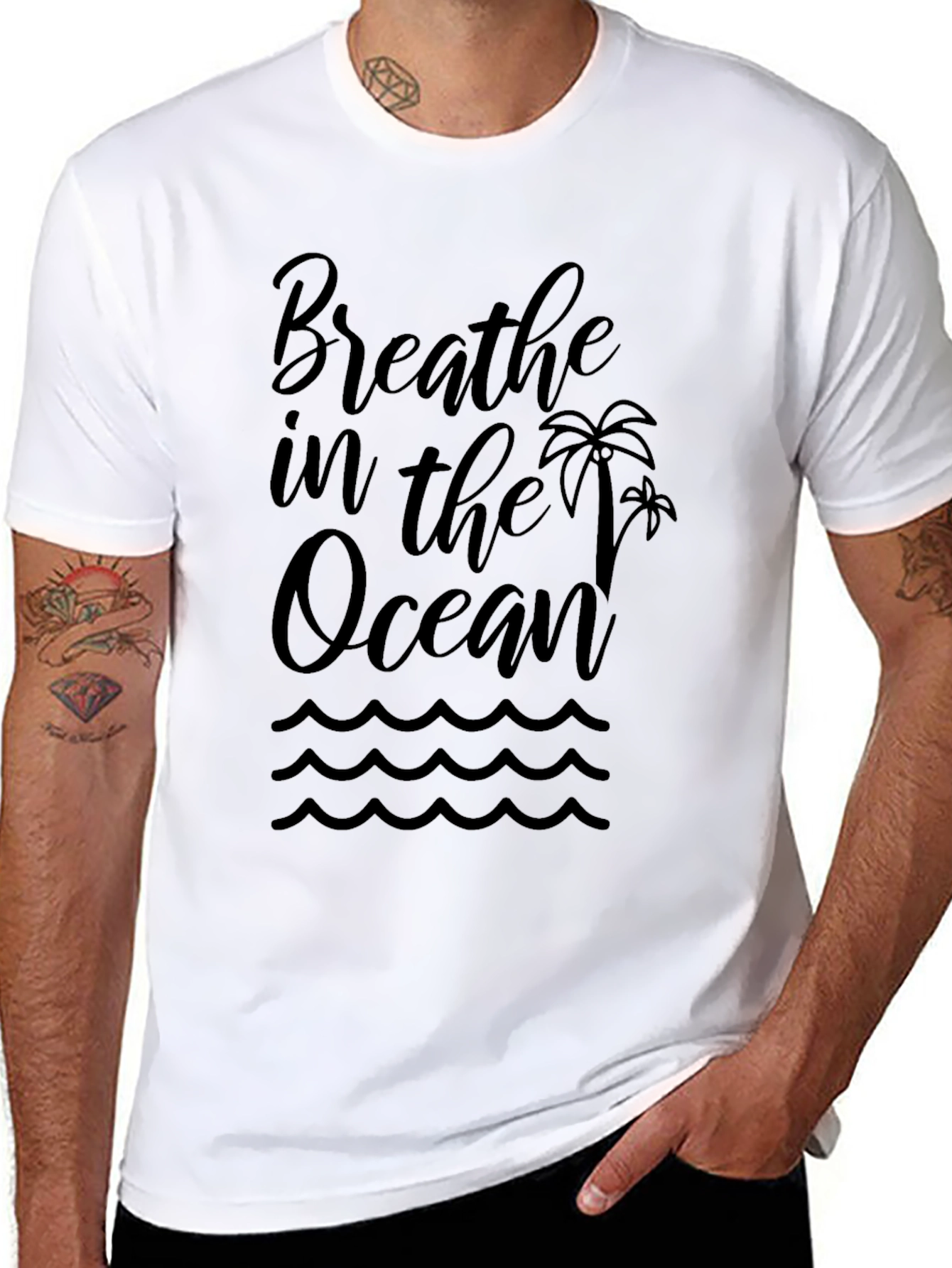 Breathe in the Ocean Black Graphic T-Shirt