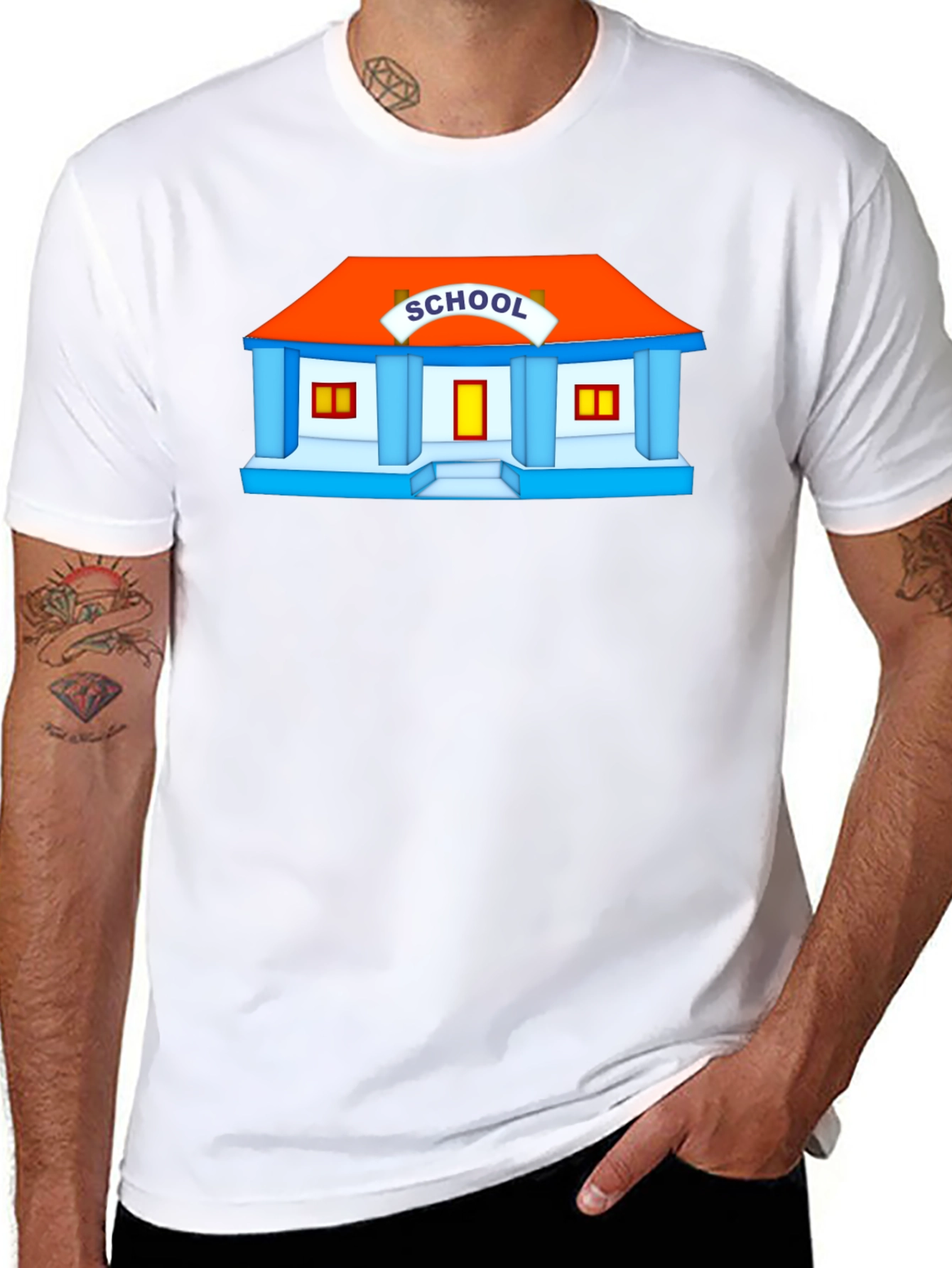 Schoolhouse Graphic Tee - Black Cotton T-Shirt