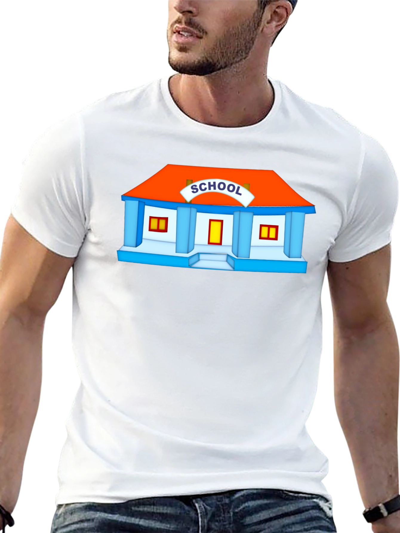 Schoolhouse Graphic Tee - Black Cotton T-Shirt