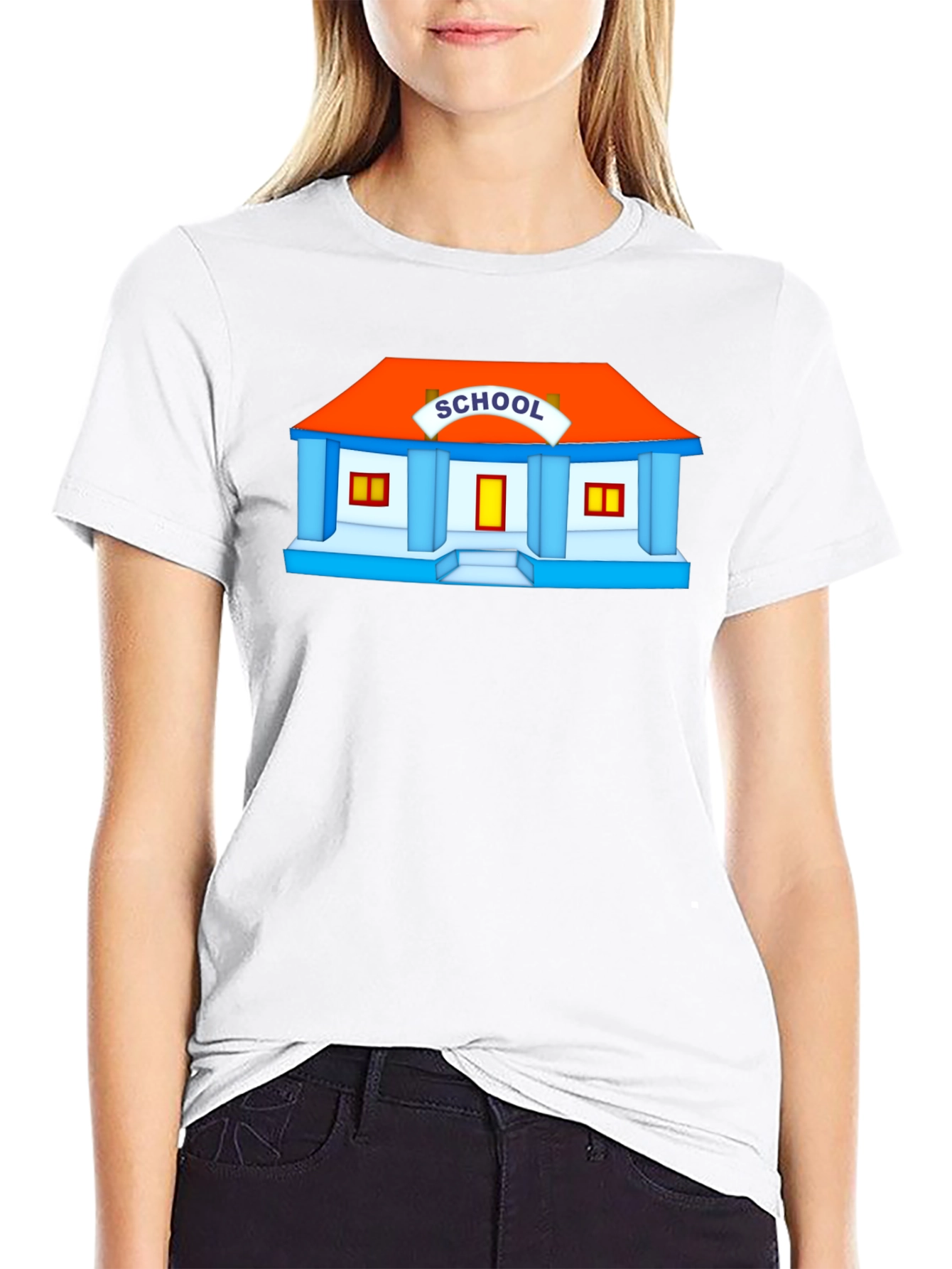 Schoolhouse Graphic Tee - Black Cotton T-Shirt