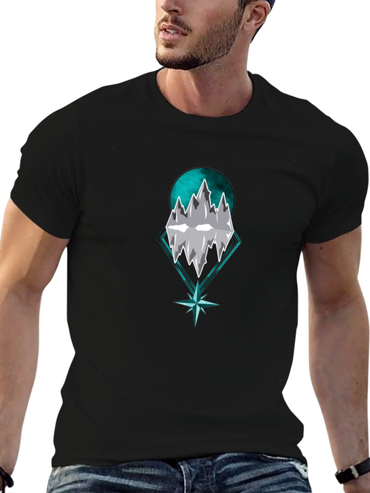 Mountain Peak Graphic Tee - Stylish Mens Black T-Shirt
